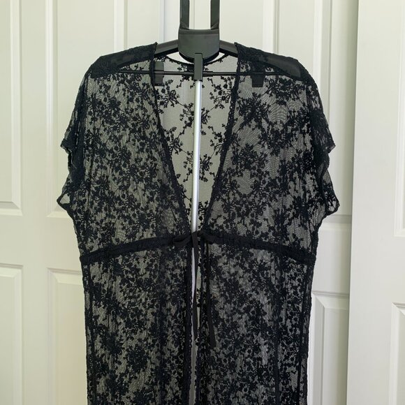 Share Torrid Black Sheer Lace Kimono Coverup Duster Cardigan Boho Festival Size - Picture 2 of 11